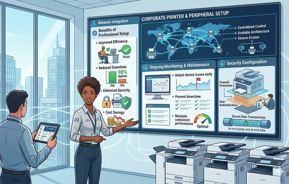ridgewy computers helps setup printers for corporations